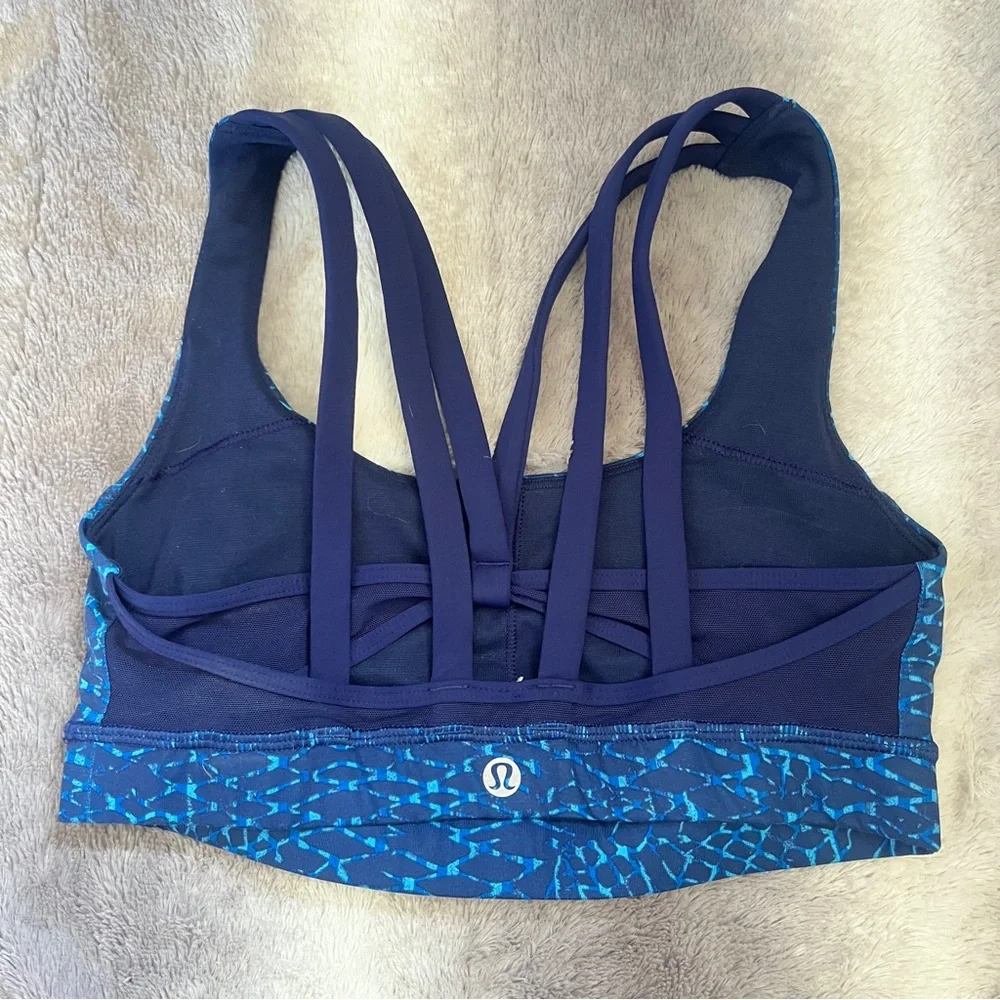 lululemon athletica Navy Blue Strappy Sports Bra with Printed Band